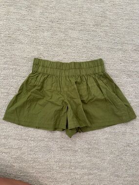 Pilcro Olive Green High-Waist Elastic Shorts